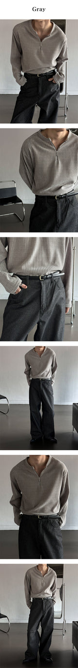 [S/S] Velvet zipper henry neck knit(3color)