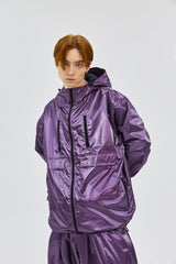 PATCH POCKET HOODED JACKET - MINT/PURPLE
