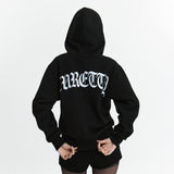 C VELVET LOGO FLEECE ZIP-UP HOODIE_BLACK