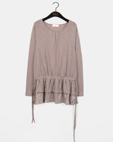 Riffon frill strap round long-sleeved T-shirt