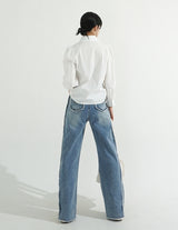 Overlock Side Cutting Denim Pants