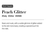 MUZMAK Reusable Nail Tip Peach Glitter(Short Square)