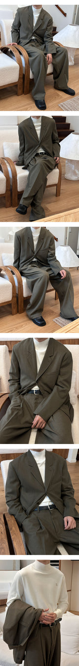 [SET UP가능] Deep one tuck wide slacks(2color)