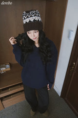 カシミア30シックVネックオーバーサイズフィットニット