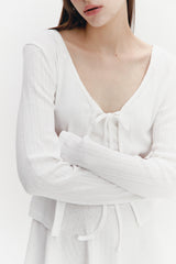Ribbon Punching Cardigan Ivory