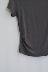 Asymmetric Twisted-Shoulder Top (Charcoal)
