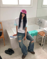 Babun Distressed Wide Denim Pants