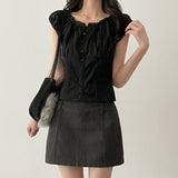 Innocent chic 🤍 lace puff corset blouse