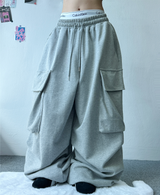 オーバーワイドカーゴトレーニングパンツ🖤❤🩶🤍 - 4 カラーズ