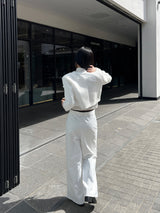 Obi Color Block Strap Pintuck Wide Long Slacks Pants (3 Colors)