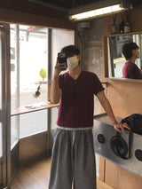 ニット レイヤード Vネック ショートスリーブ Tシャツ 4C