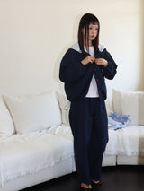 SEERSUCKER BUTTON PANTS (NAVY)