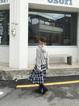 ライラックチェック3段レーススカート（2c）