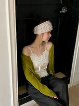 Lace Ribbon Shirring Layered Sleeveless (3color)
