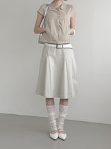 Cotton Gored Flare Midi Skirt