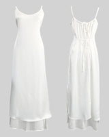Pulse satin layered shirring one-piece