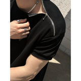 [S/S] サイドジッパーハーフニットTシャツ(3color)