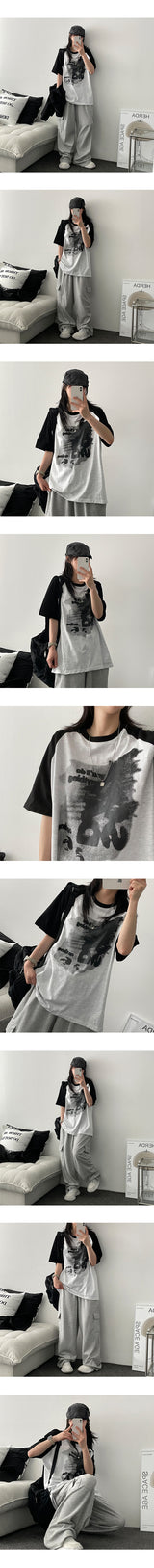 Rinel ラグアンド半袖Tシャツ