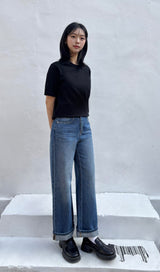 オープンシームブルーデニムパンツ code 25005