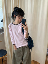 26SS★ [BAONHAUS] ケトロン カラーマッチング スリークォータースリーブ Tシャツ