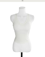 [ cap insert ] scoop two-line halter tank top