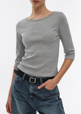 [B-BASIC] Standard Boat Neck 7/8 Sleeve T-Shirt 2SIZE