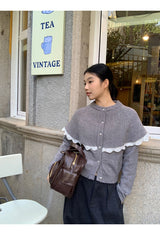 Cape Lace Frill Knit Cardigan