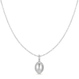 シルバーフローラルオーバルペンダントロジウムメッキ+925シルバーネックレス N068-03H