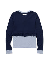 LAYERED FRILL CARDIGAN T-SHIRT(NAVY)