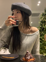 [MADE] Fulls cashmere unbalanced off-shoulder knitwear