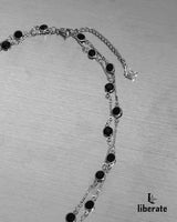  [S.Steel] Black Cubic Cross Layered Necklace