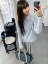 Moonta Stripe Frill Collar Long Sleeve Tee