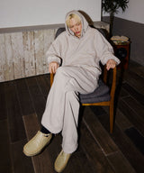 SNAP LOGO BALLOON HOODIE_BEIGE GRAY