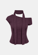 Rina Scarf Neck Ribbed Top