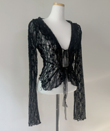 Ener レースフリルカーディガン (Black)