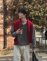 [wool80%] Cop Wool Layered V-Neck Knit