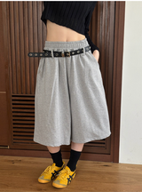 [Unisex] Belted sweat bermuda pants(3color)