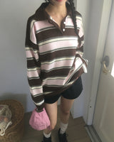 Kipek Stripe Color PK Collar Knitwear