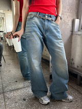 [Unisex] ビンテージダメージデニムパンツ