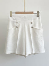 Cornell Summer Tweed Button Short Pants