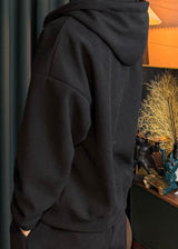 Unisex Couple Golden Hooded Sweatshirt and Cargo Drawstring Pants Set