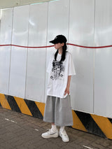 one-pocket lettering bermuda pants