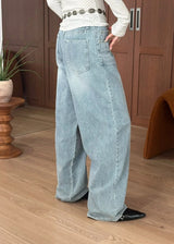 Wide stripe denim pants(2color)