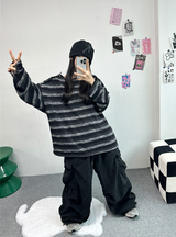 ショルダースナップウォーマーポイントストリッピードニット🤎🖤🧸 - 2カラーズ