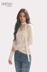 daisy scarf chiffon shirring blouse top