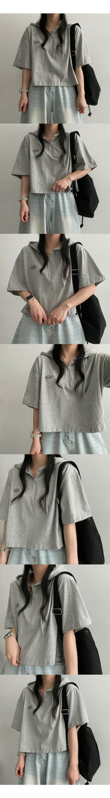 チェロトゥクロップフーディド半袖シャツ