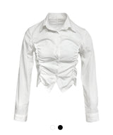 Nylon Shirring Collar Shirt