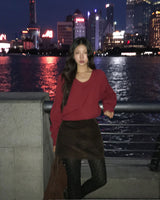 [ORIGINAL] Mellow U-Neck Long Sleeve Knit