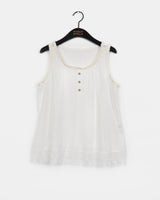 [MADE] Toyu Pintuck Frill Button Lace Sleeveless Top