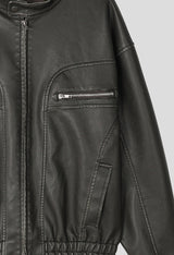 Gross cut washed leather jacket